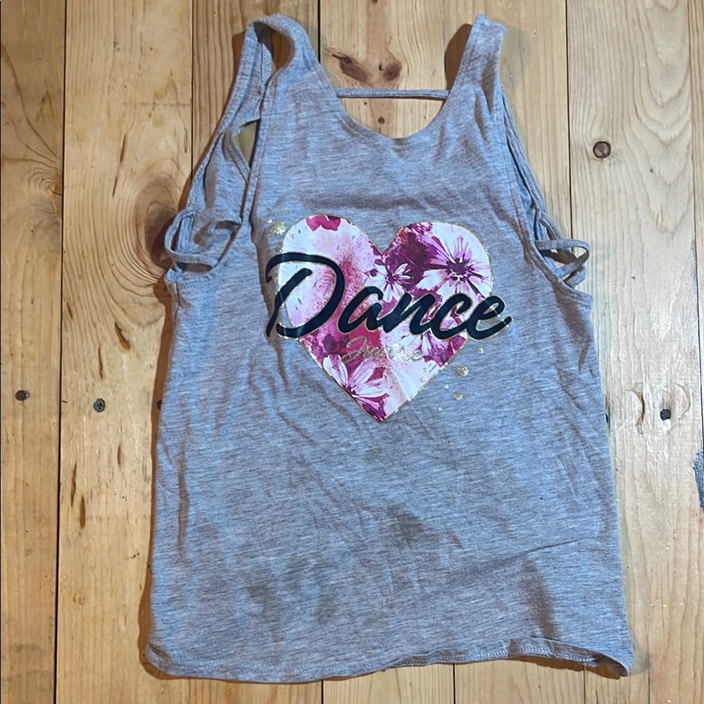 Gray Dance Tank Top with Heart Design